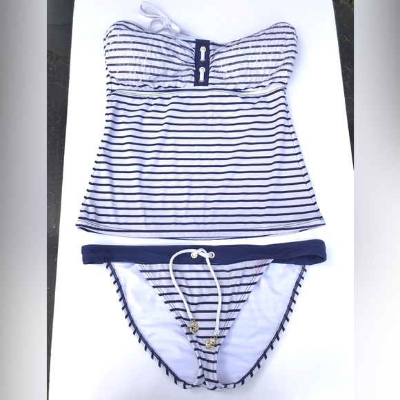❗️SOLD ❗️SPERRY TOP SIDER Tankini Swimsuit Set M Navy and White Size Medium - Picture 5 of 16